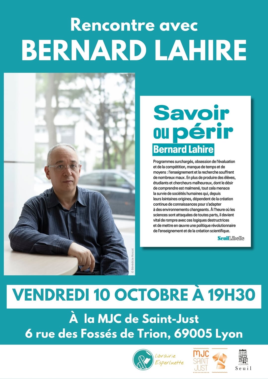 You are currently viewing Rencontre avec Bernard Lahire autour de « Savoir ou périr »